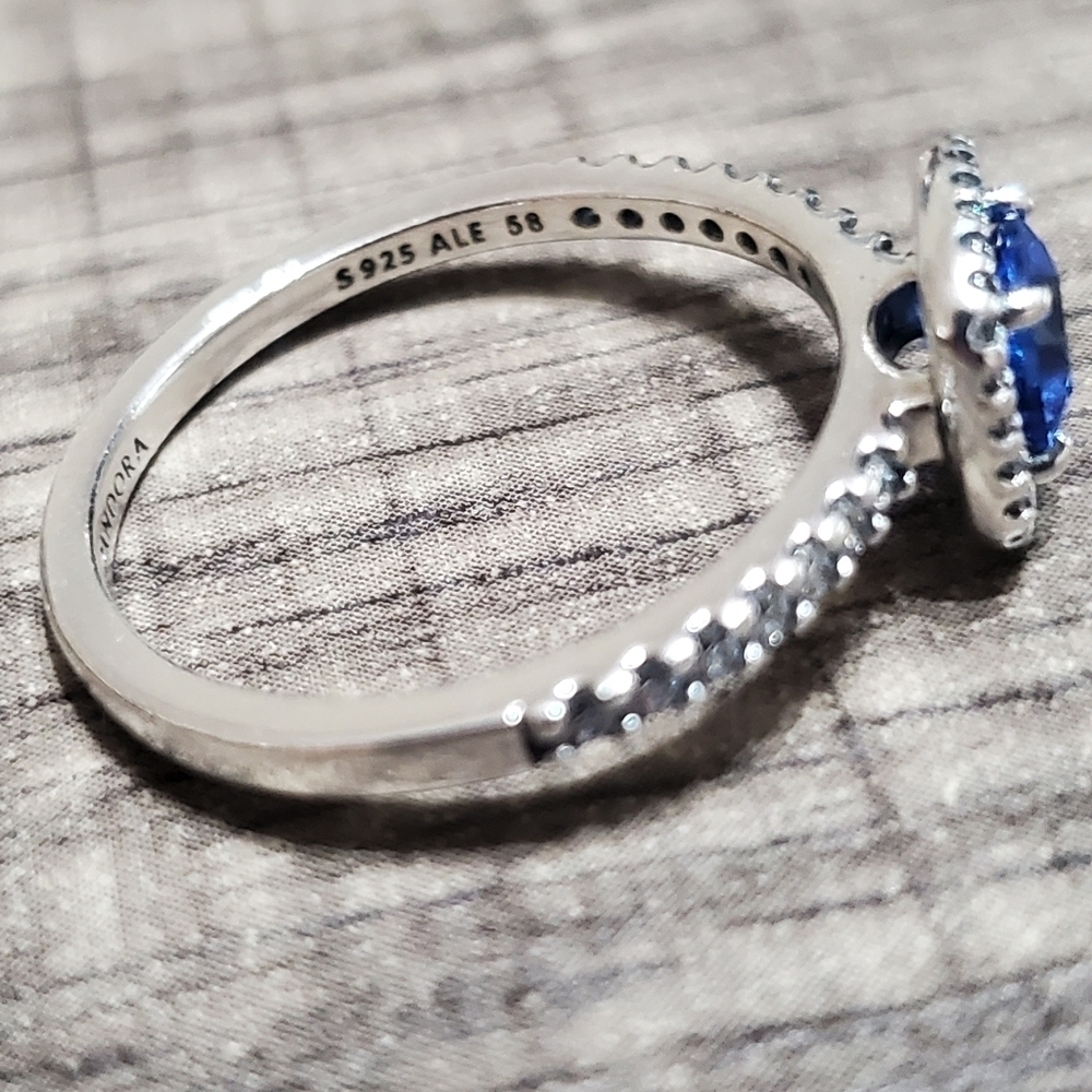 Pandora Timeless Elegance Ring, True Blue Crystal & Clear Cubic Zirconia - Picture 11 of 11